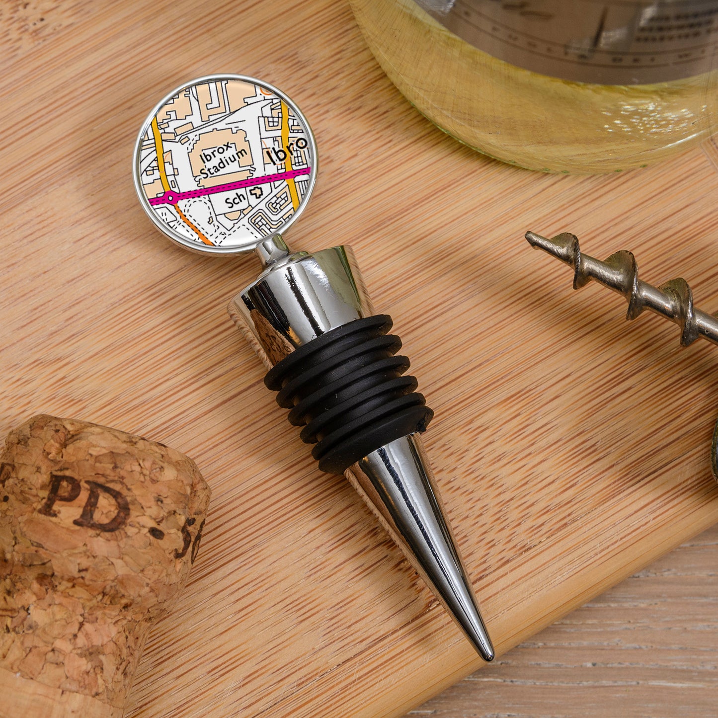 Favourite Place Bottle Stopper – Personalised Football Stadium Map gift