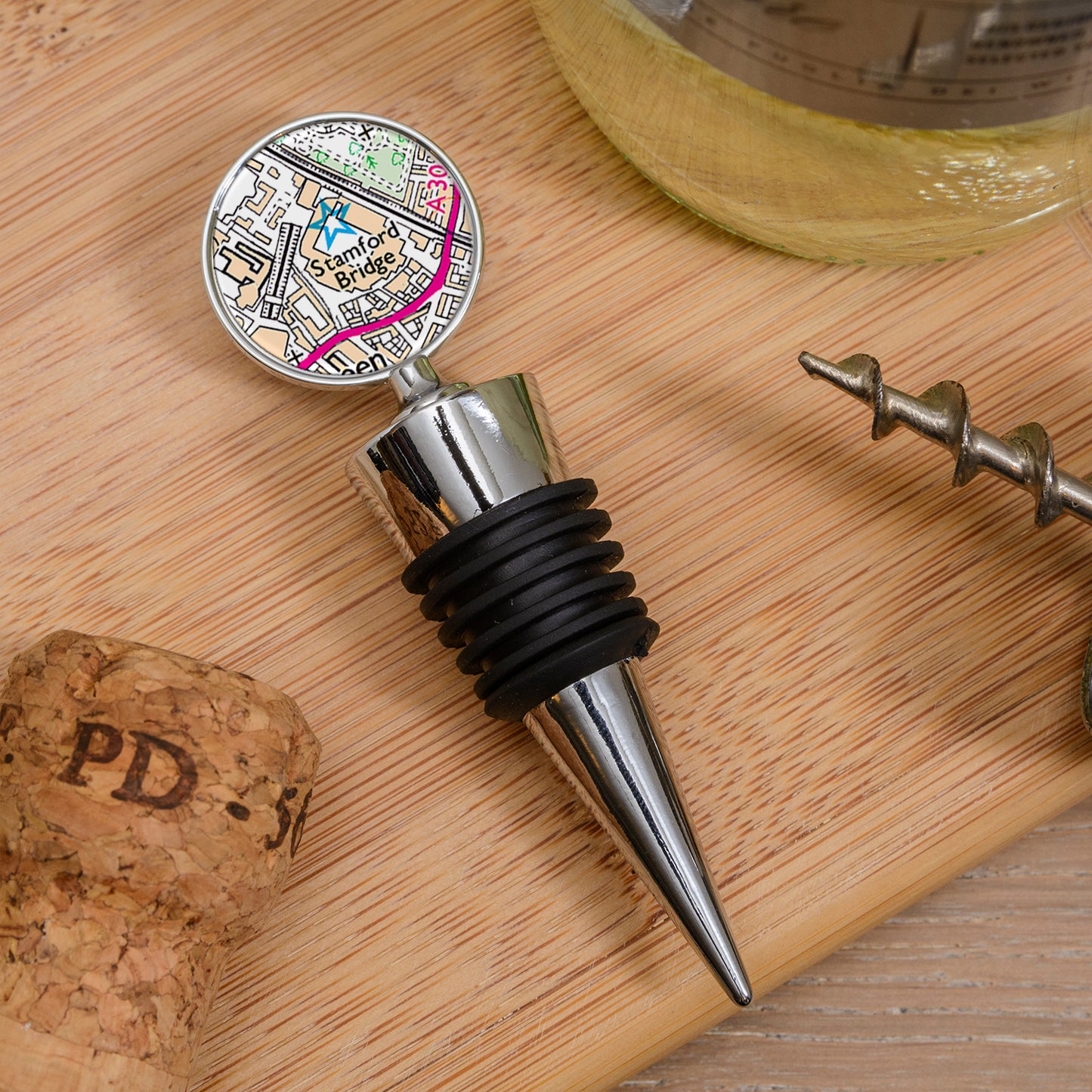 Favourite Place Bottle Stopper – Personalised Football Stadium Map gift