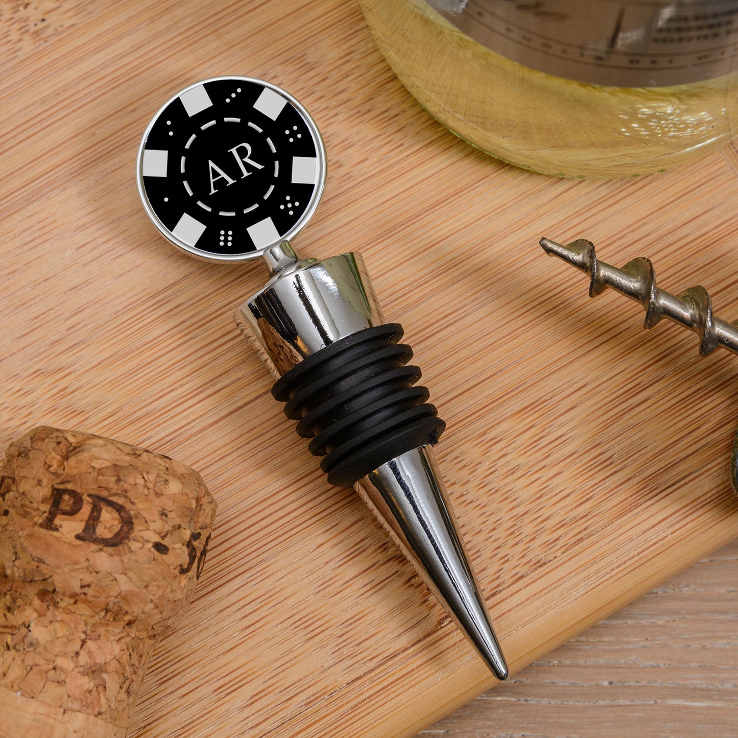 Personalised Poker Chip Bottle Stopper – Custom Initials