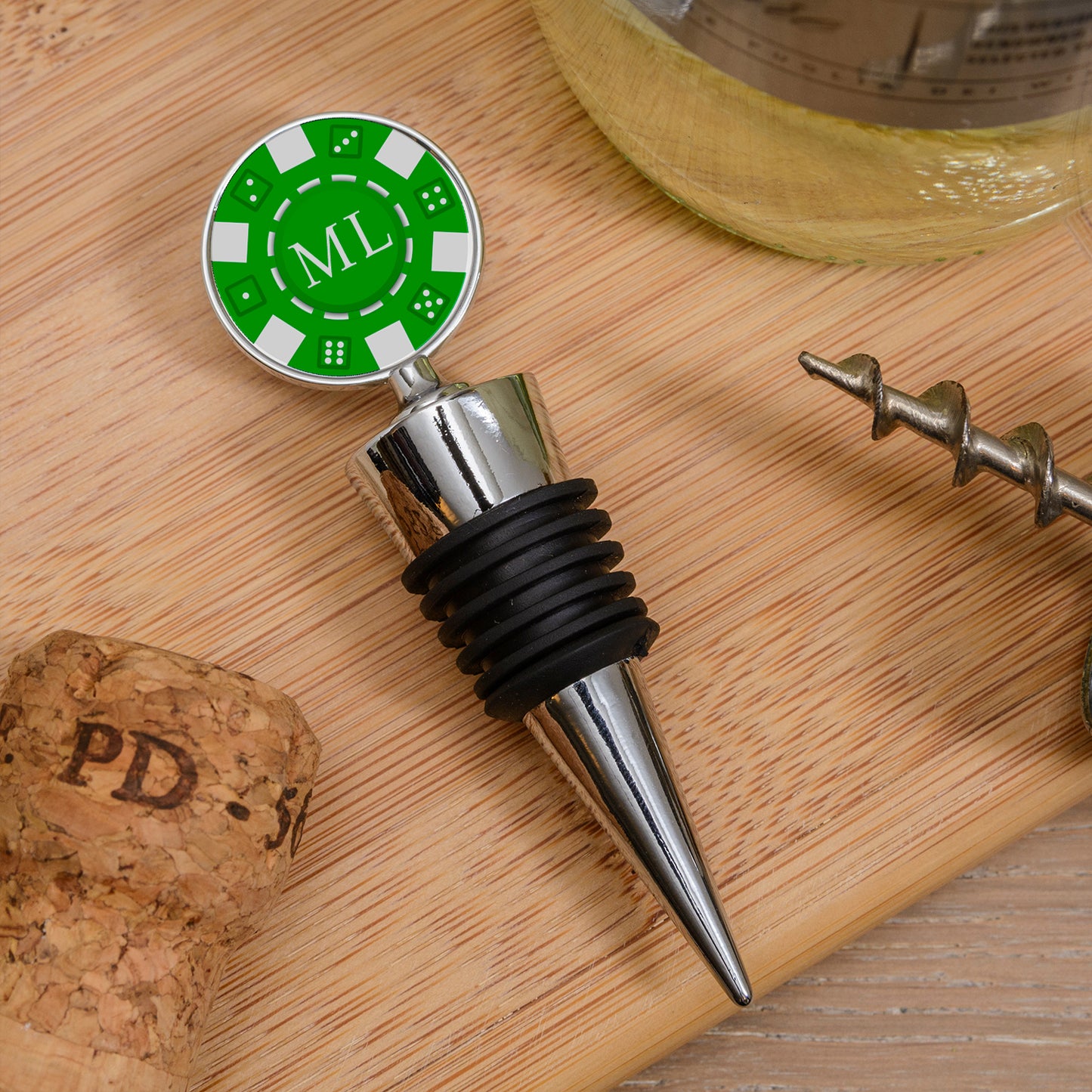 Personalised Poker Chip Bottle Stopper – Custom Initials