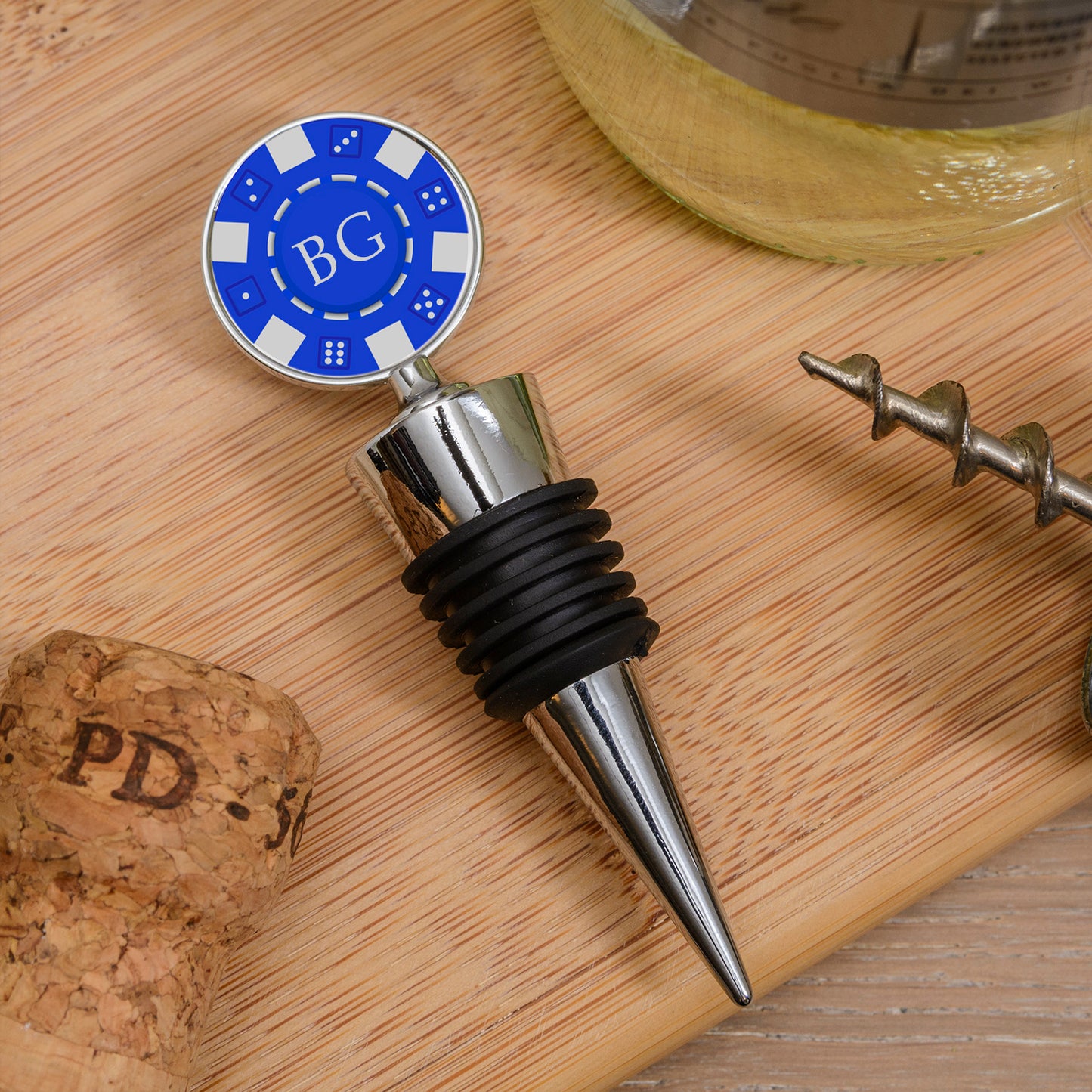 Personalised Poker Chip Bottle Stopper – Custom Initials
