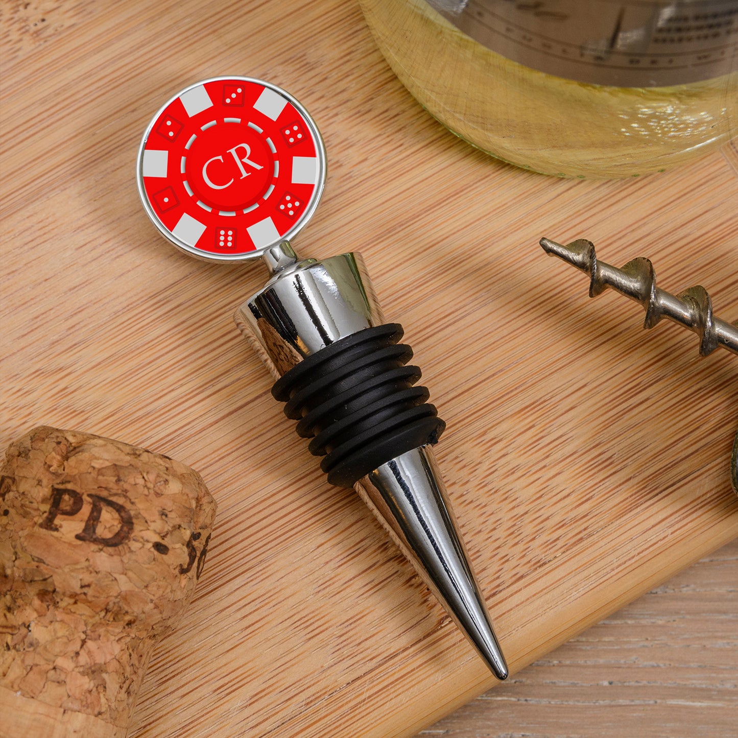 Personalised Poker Chip Bottle Stopper – Custom Initials