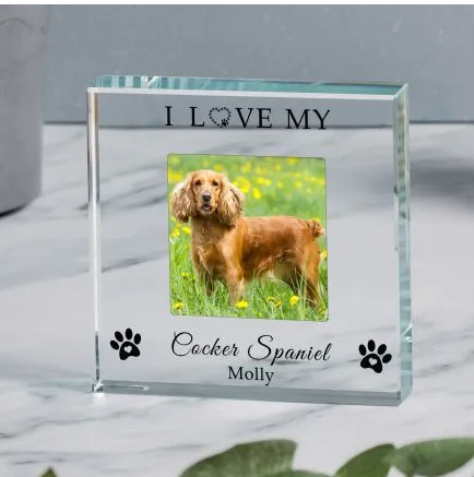 I / We Love Our Dog Glass Token