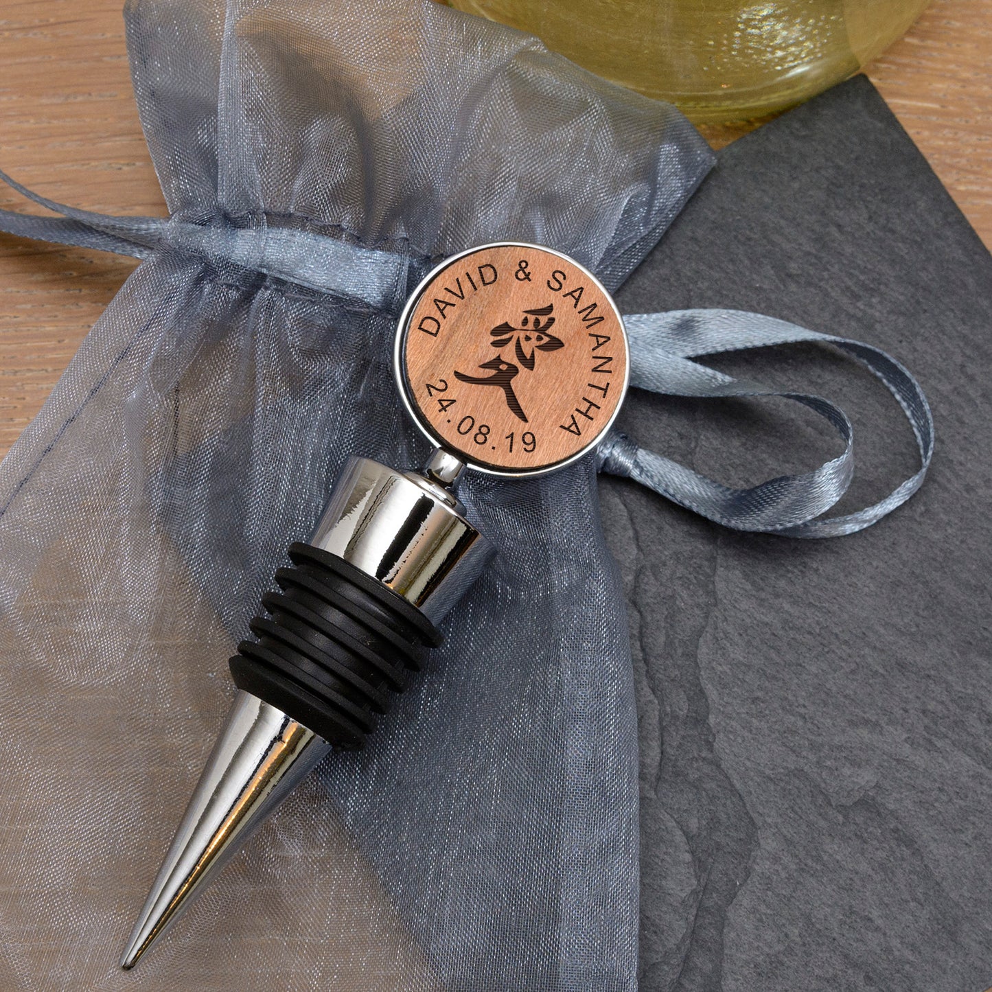 Feng Shui Love Bottle Stopper - Cherrywood