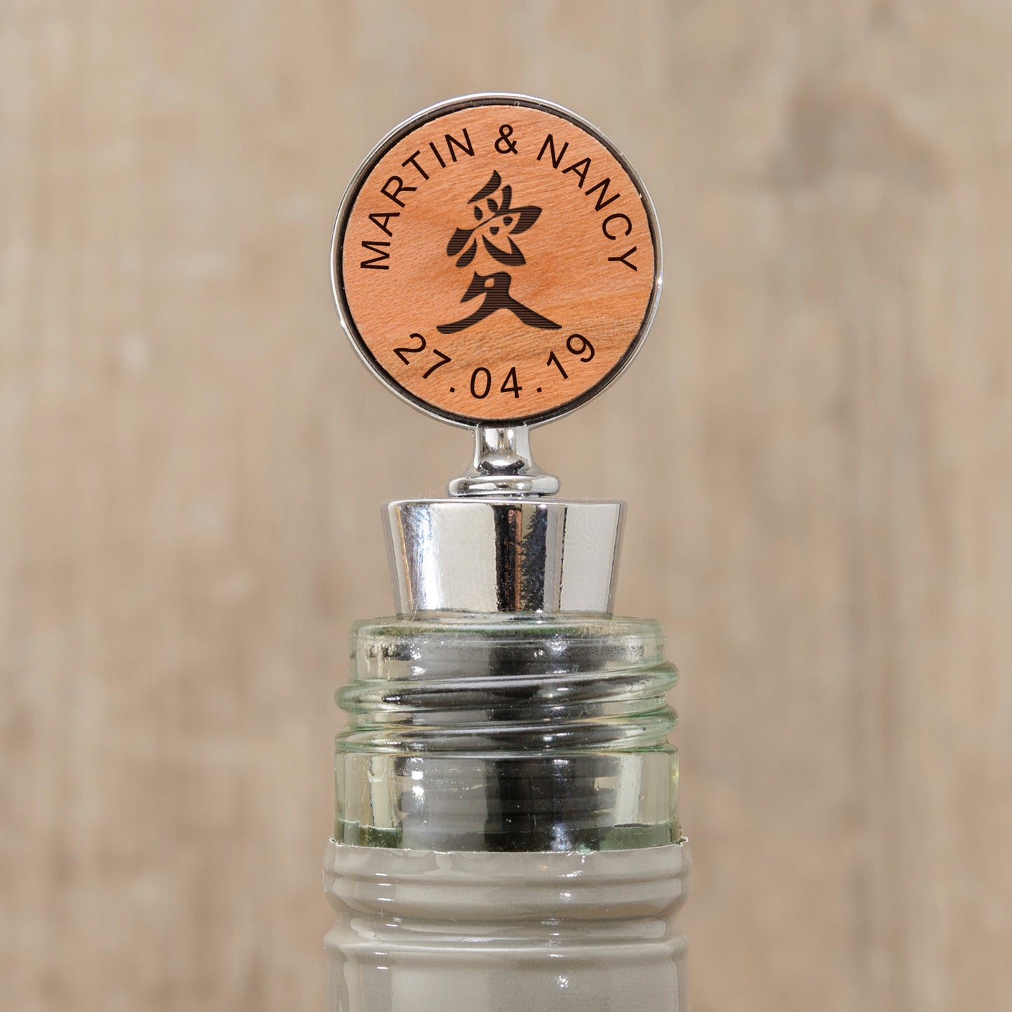 Feng Shui Love Bottle Stopper - Cherrywood