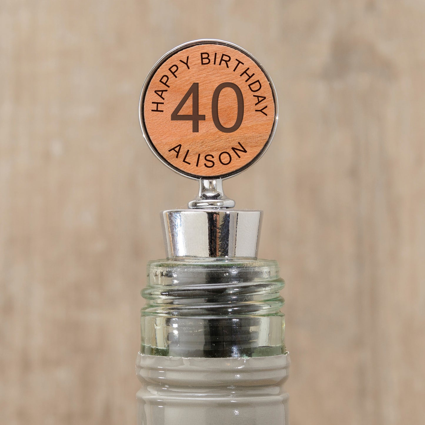 Birthday Bottle Stopper - Cherrywood