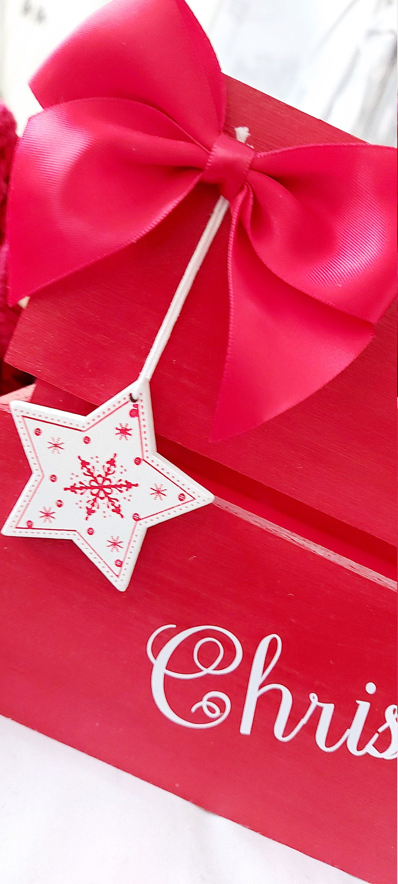 Personalised red Christmas Eve crate