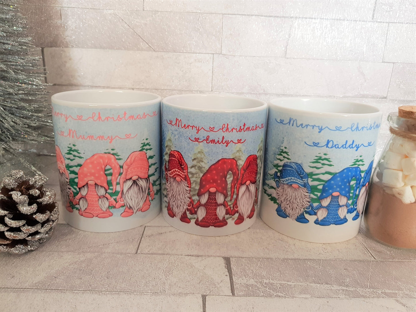 Personalised red Christmas Gnome mug