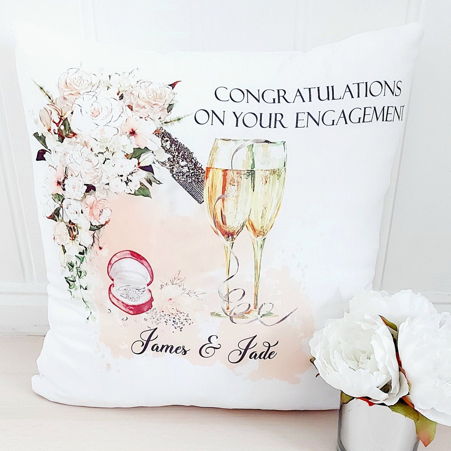 Personalised engagement keepsake cushion