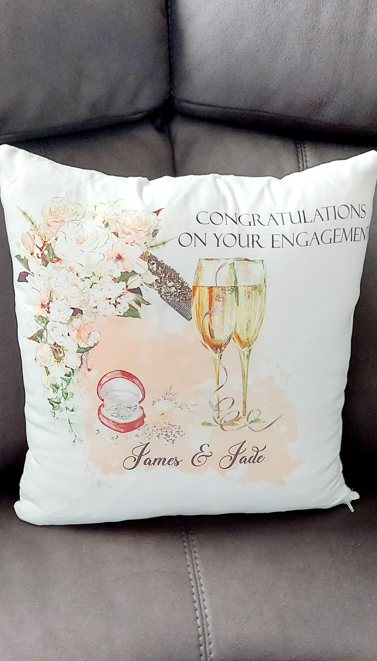 Personalised engagement keepsake cushion