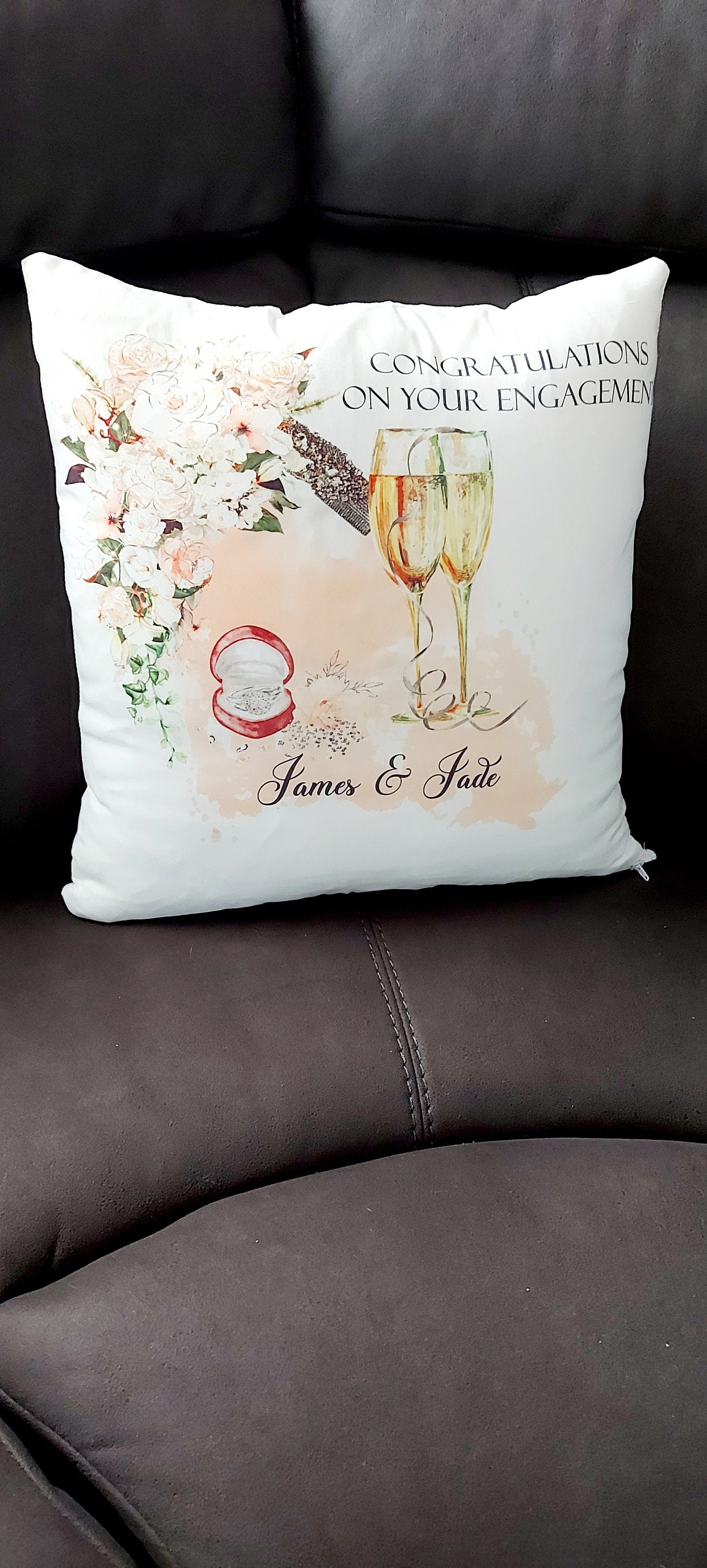 Personalised engagement keepsake cushion