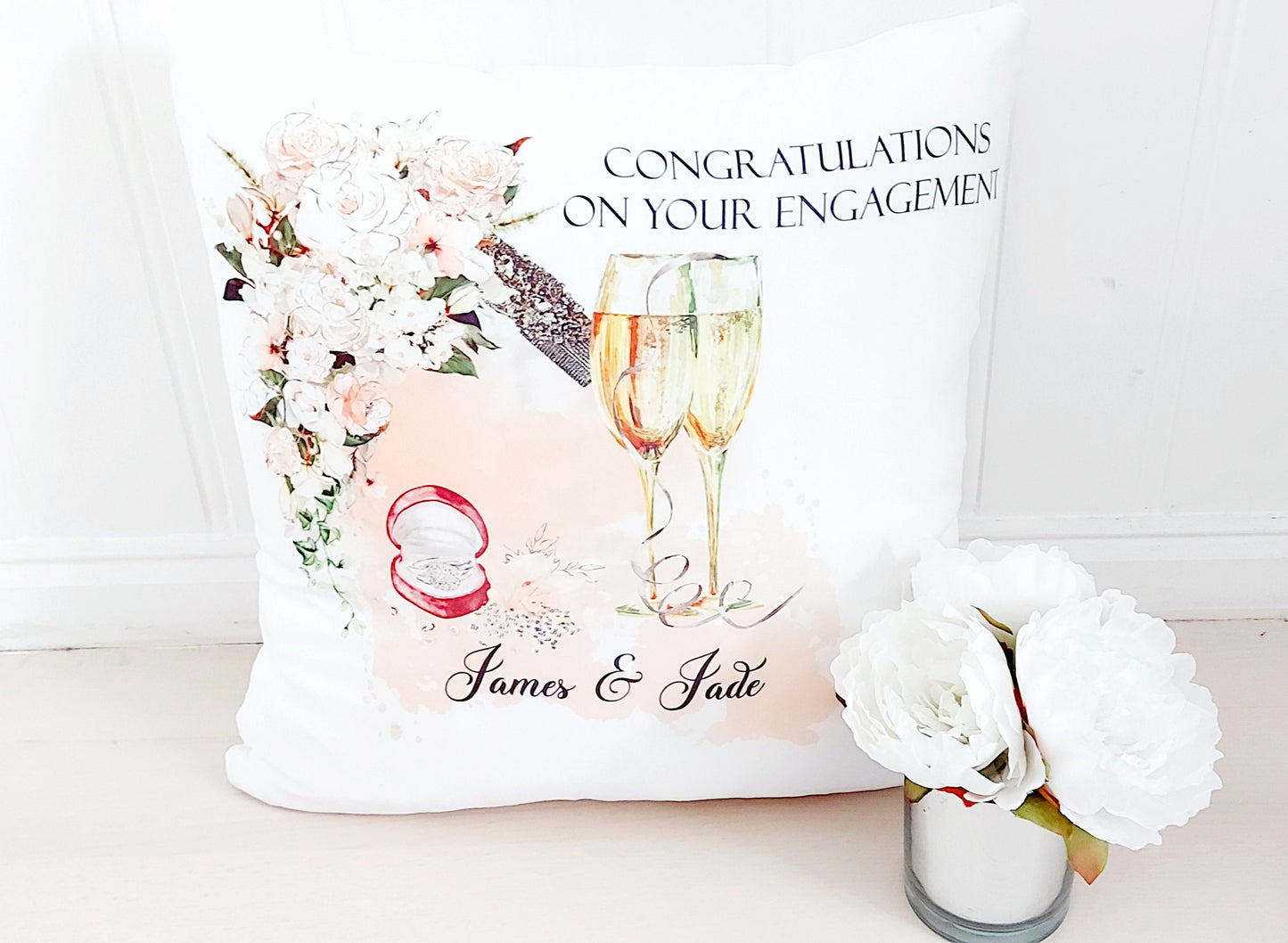 Personalised engagement keepsake cushion