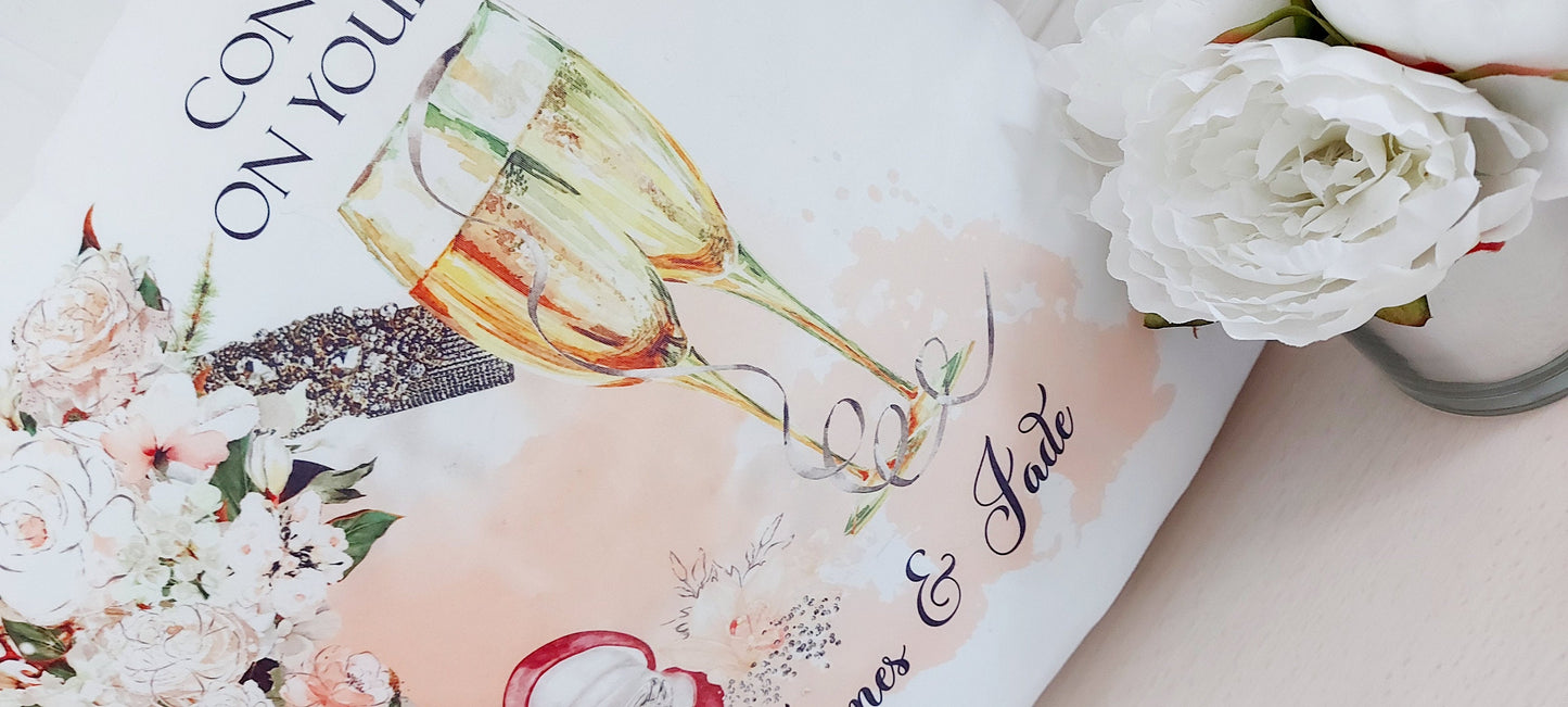 Personalised engagement keepsake cushion