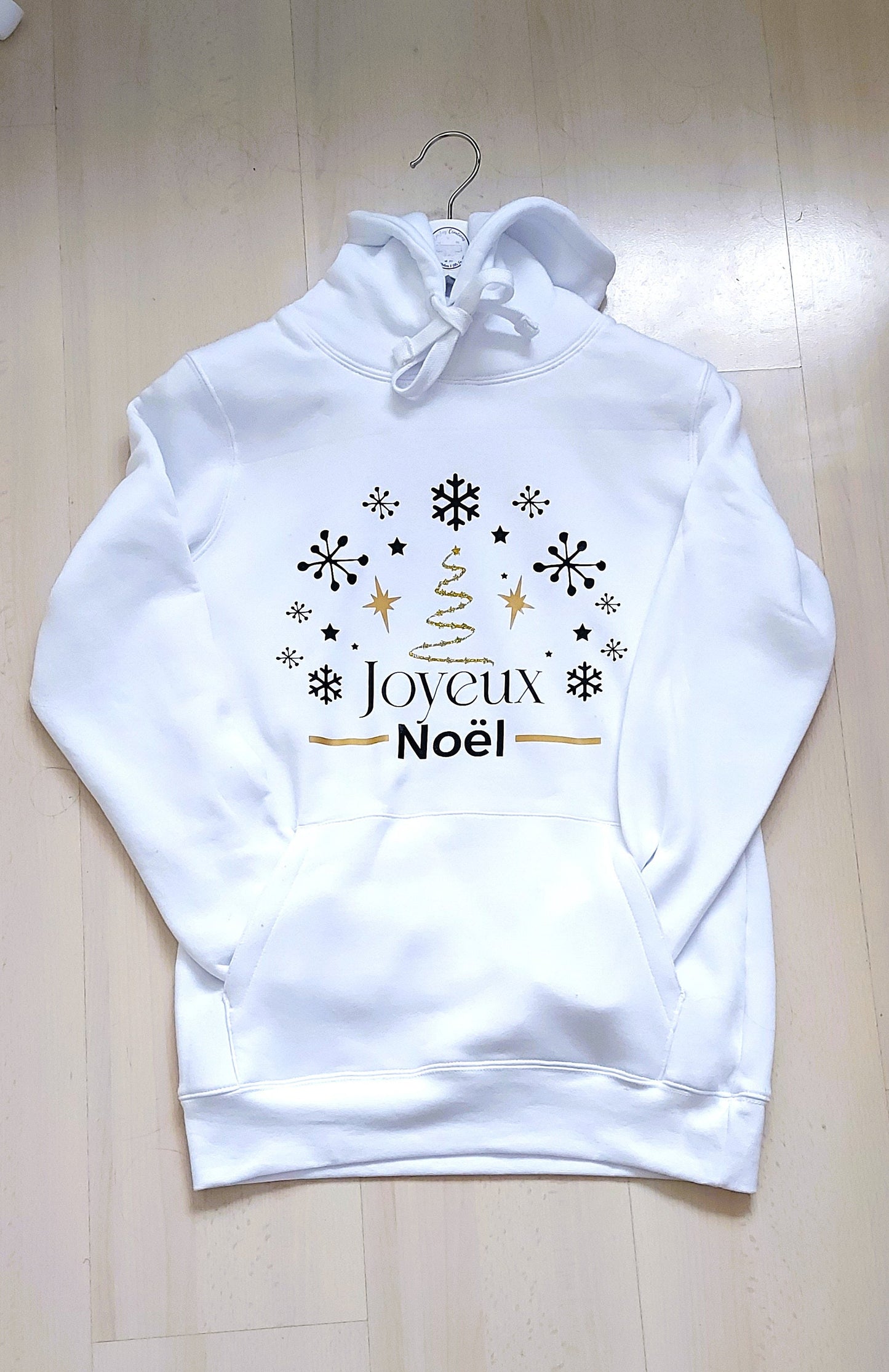 Joyeux Noel ladies' white Christmas hoodie