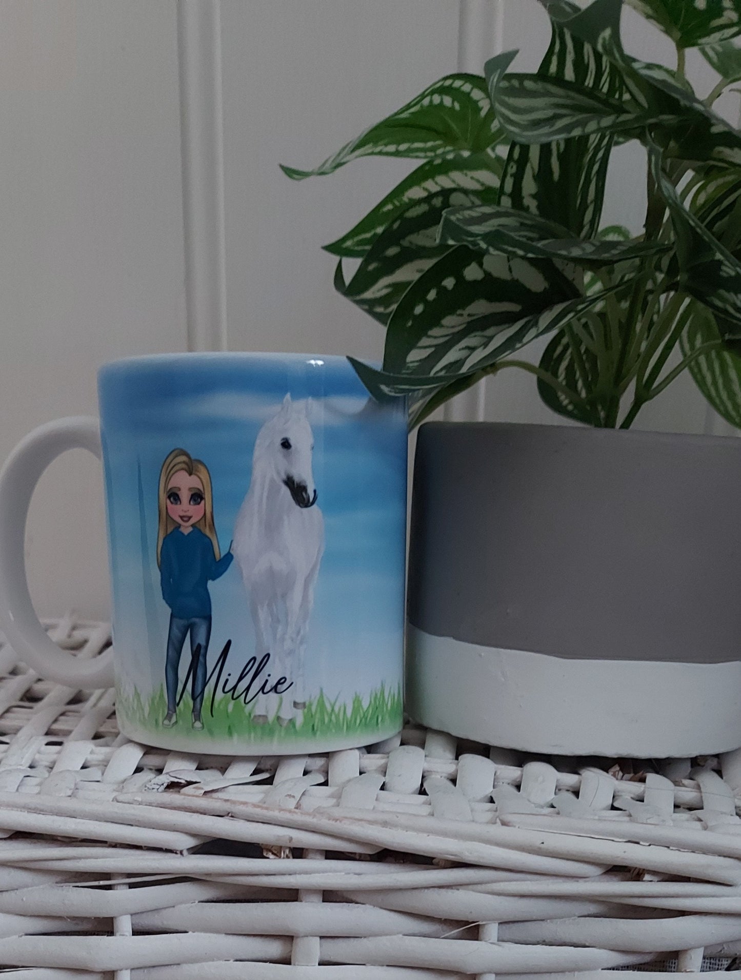 Personalised custom character horseriding mug