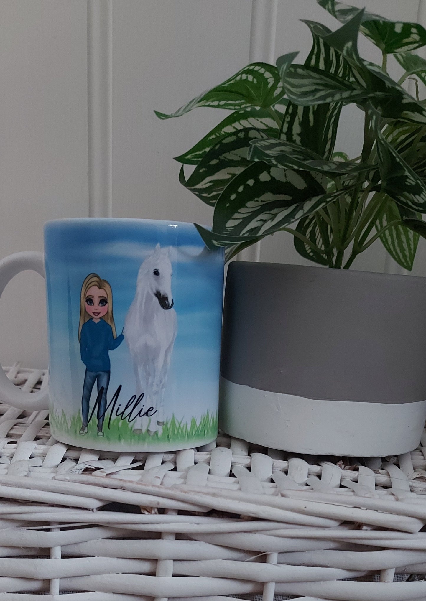 Personalised custom character horseriding mug