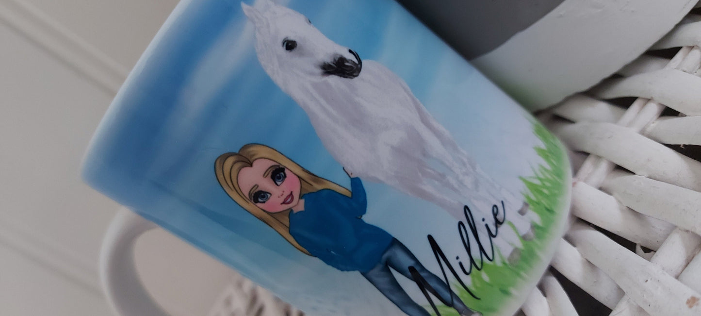 Personalised custom character horseriding mug