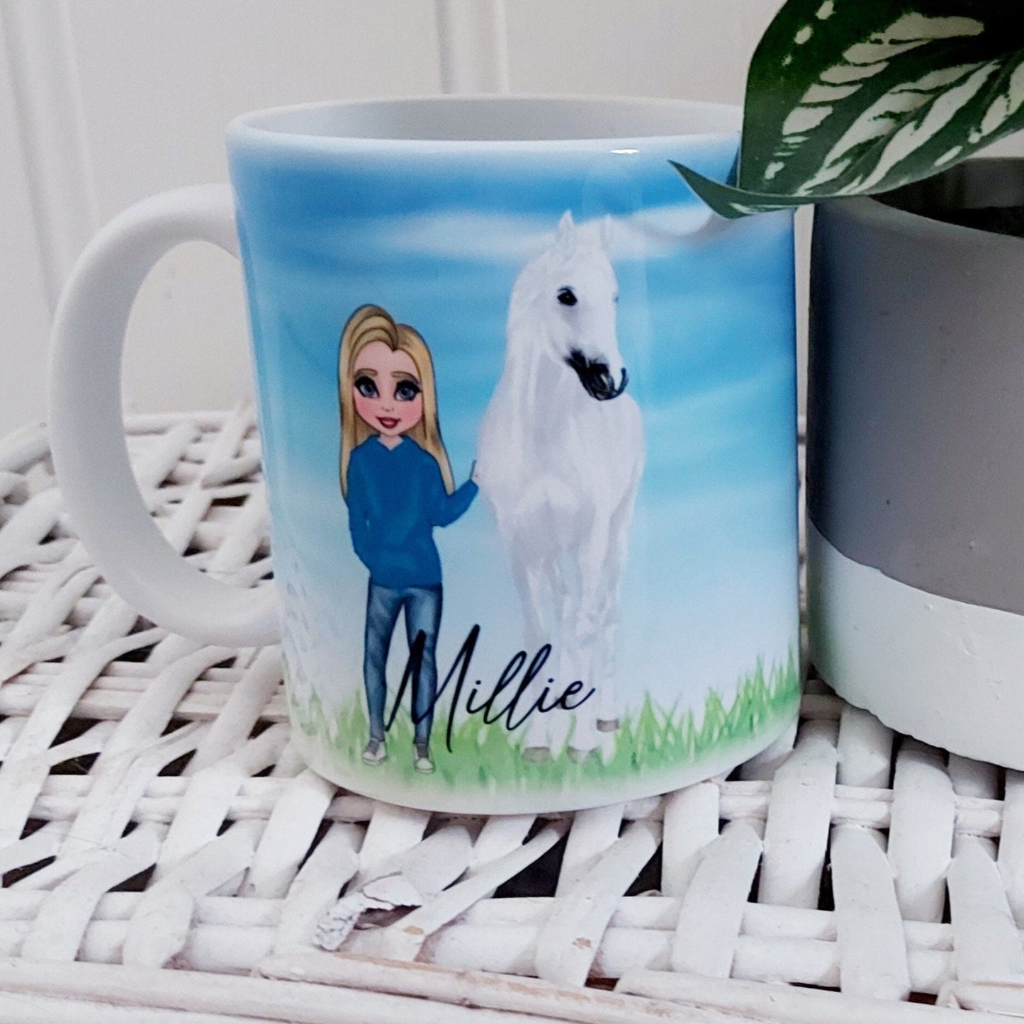 Personalised custom character horseriding mug
