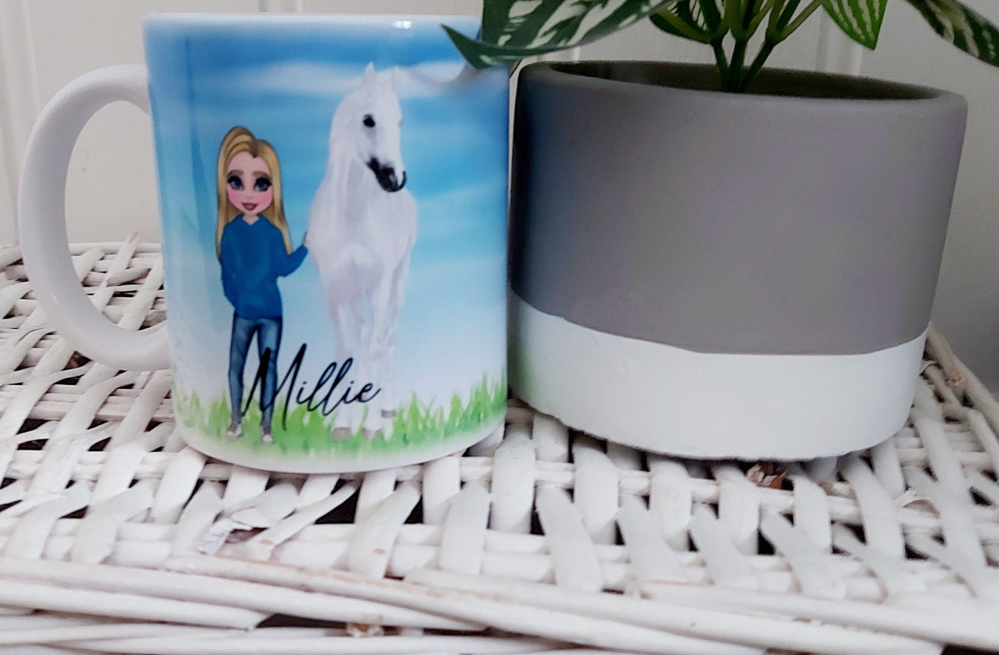 Personalised custom character horseriding mug