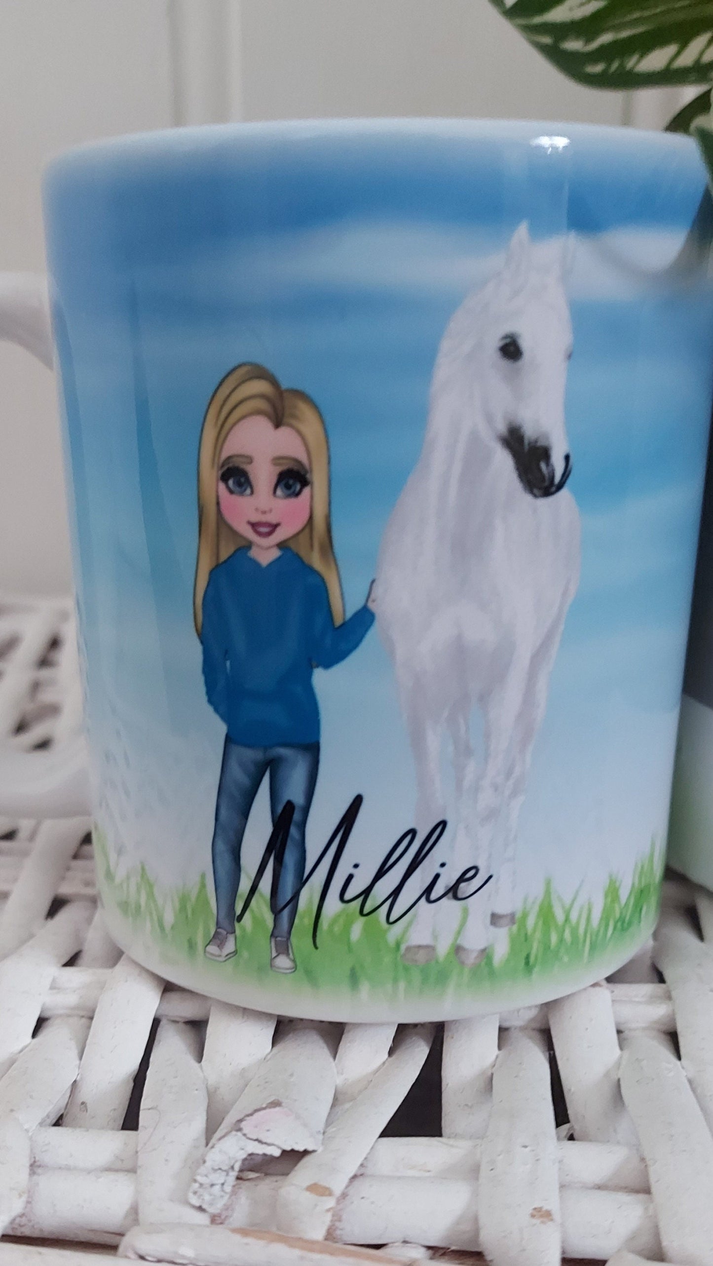 Personalised custom character horseriding mug