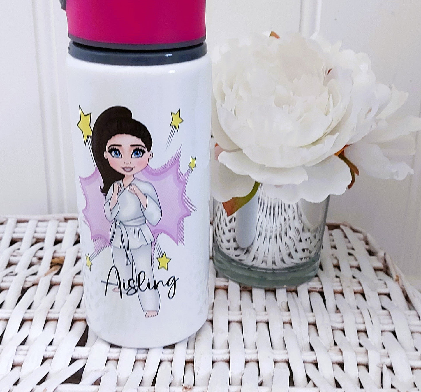 Personalised girl karate doll water bottle
