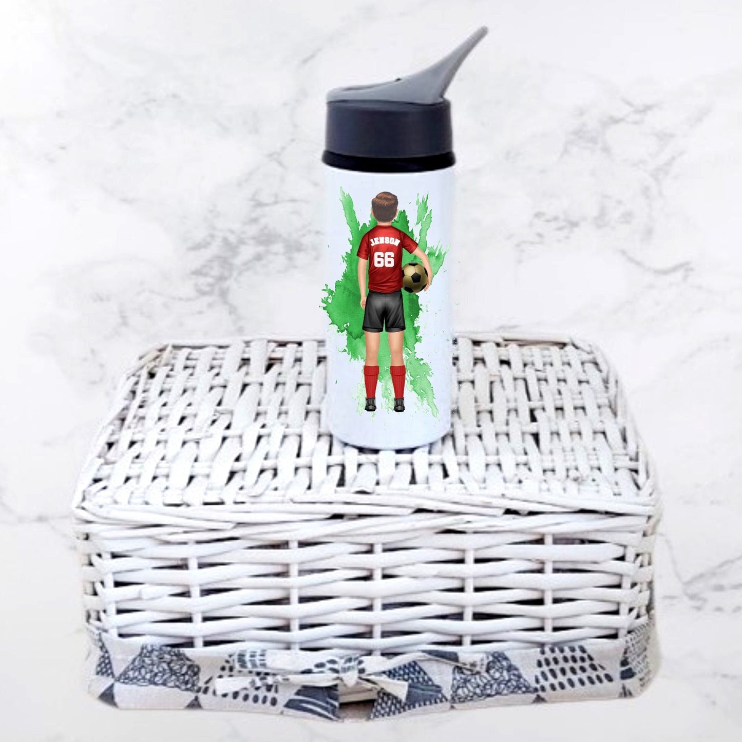 Personalised footballer water bottle