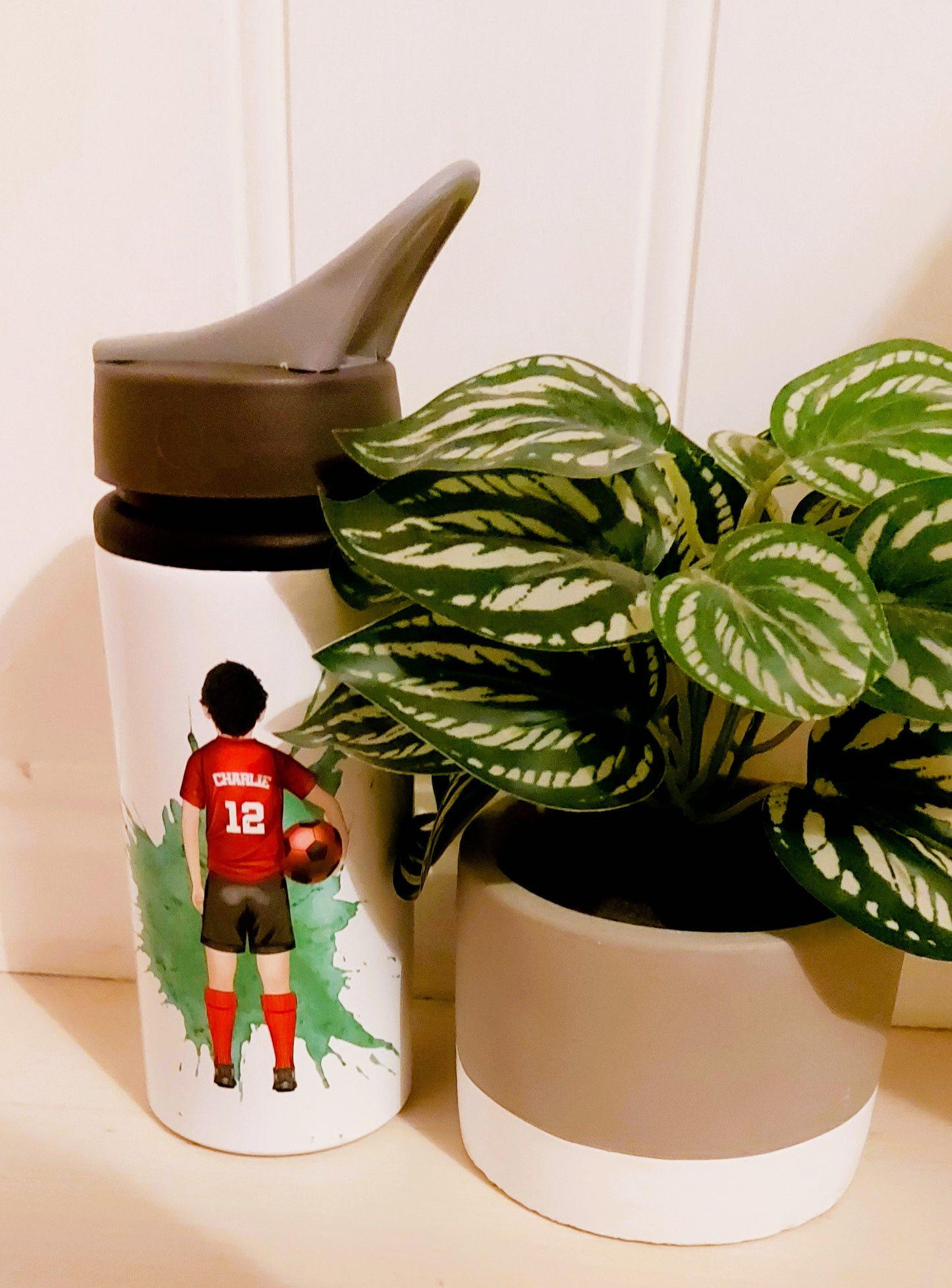 Personalised footballer water bottle