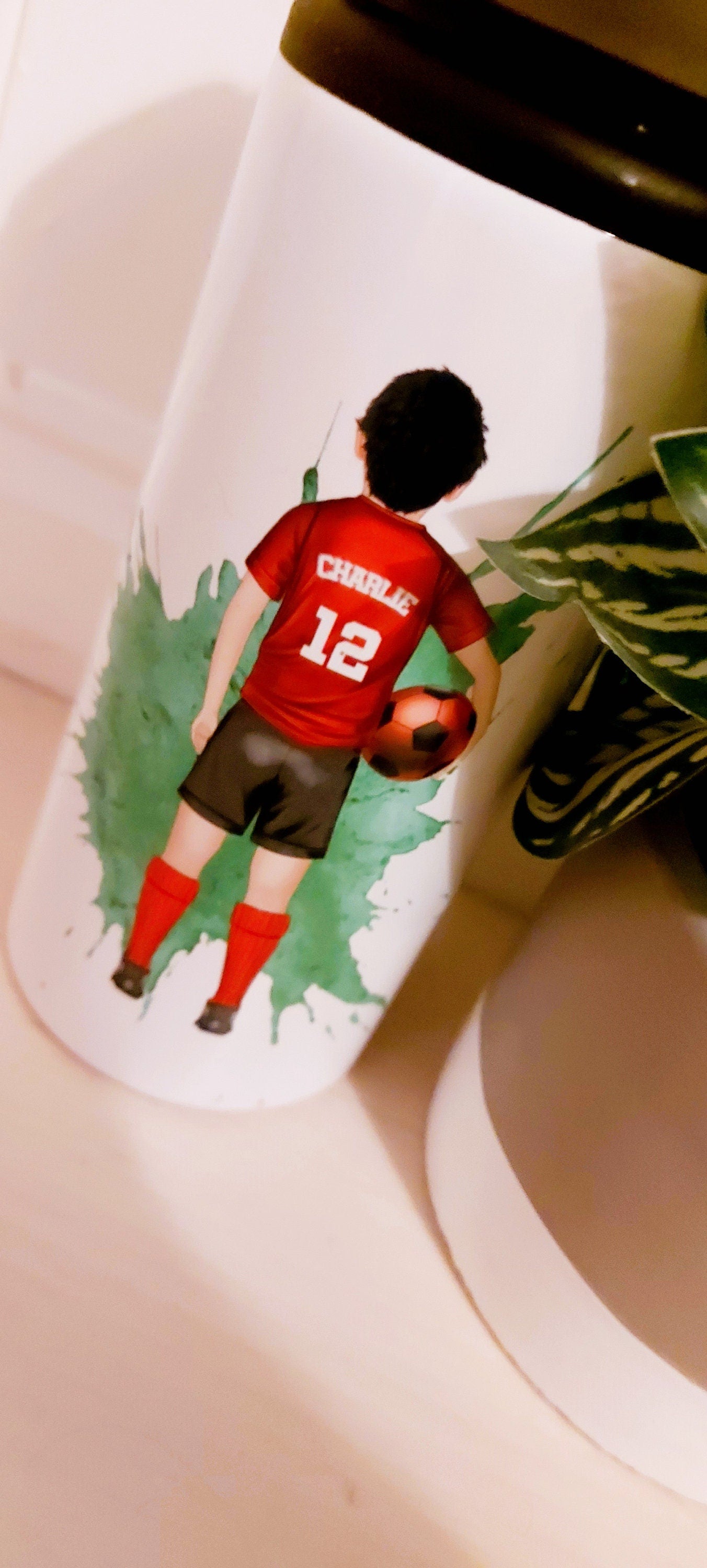 Personalised footballer water bottle