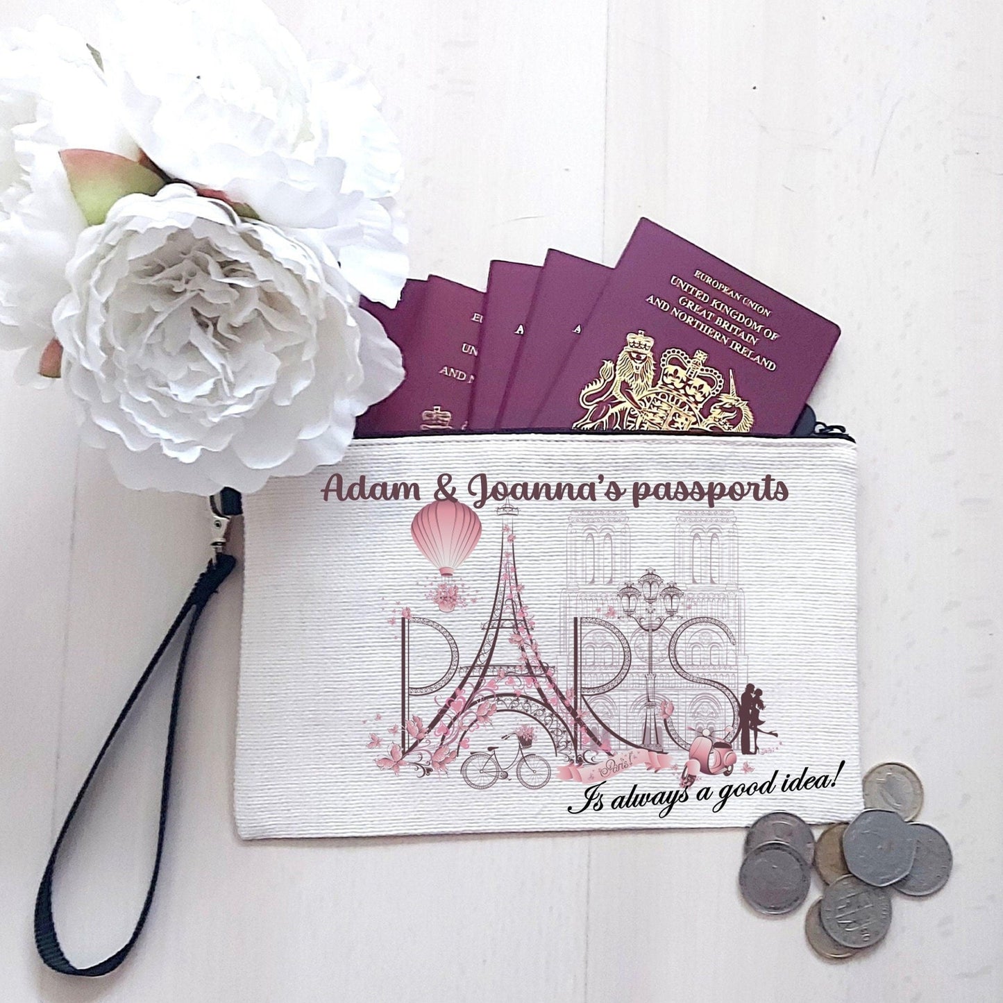 Personalised Paris-themed family passport holder