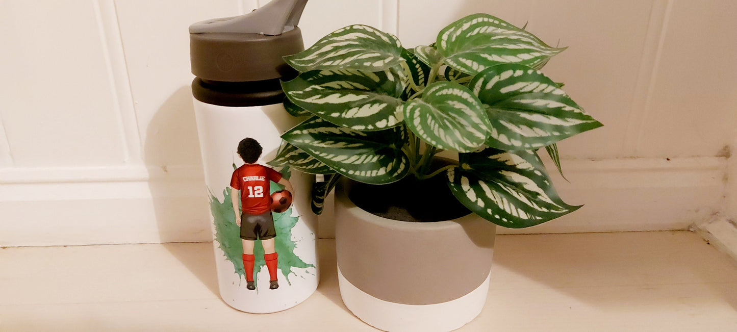 Personalised footballer water bottle