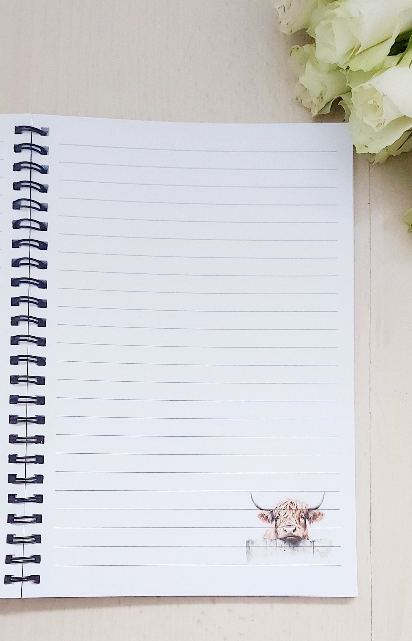 Personalised highland cow notebook