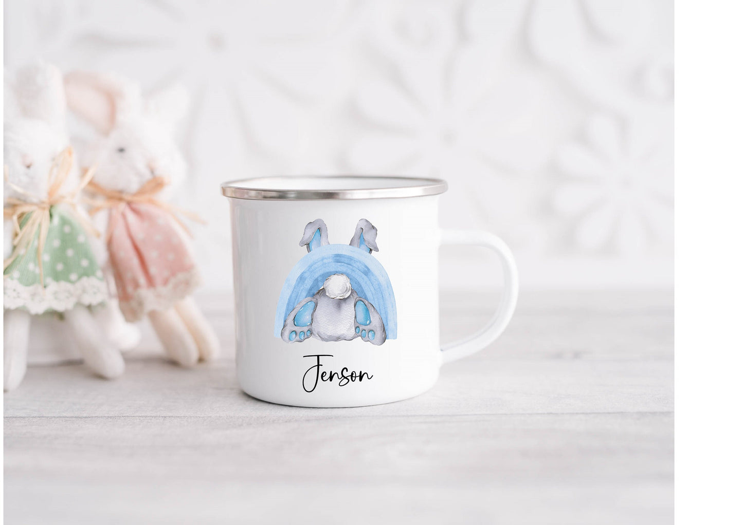 Personalised blue Easter bunny mug