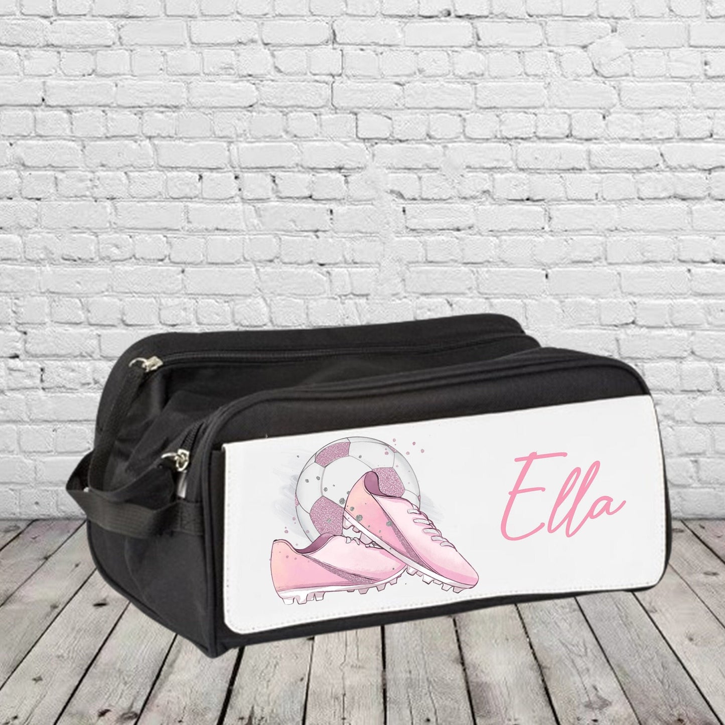Personalised pink football boot storage bag