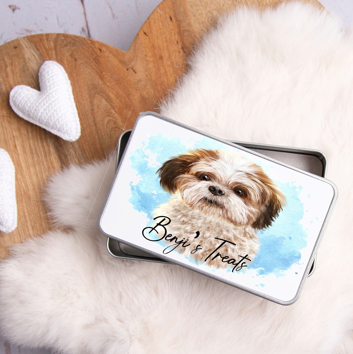 Personalised shih tzu dog treat tin