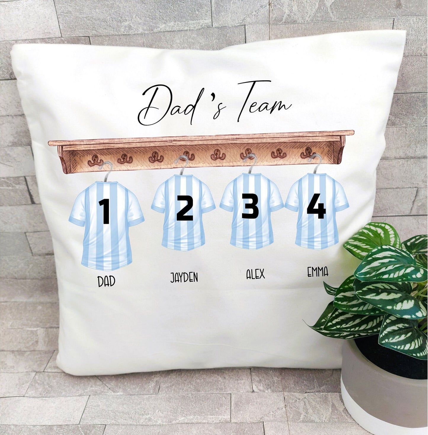 Personalised Dad's Team football cushion