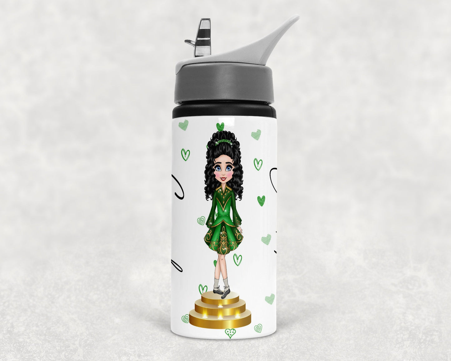 Personalised green Irish Dance water bottle gift for her