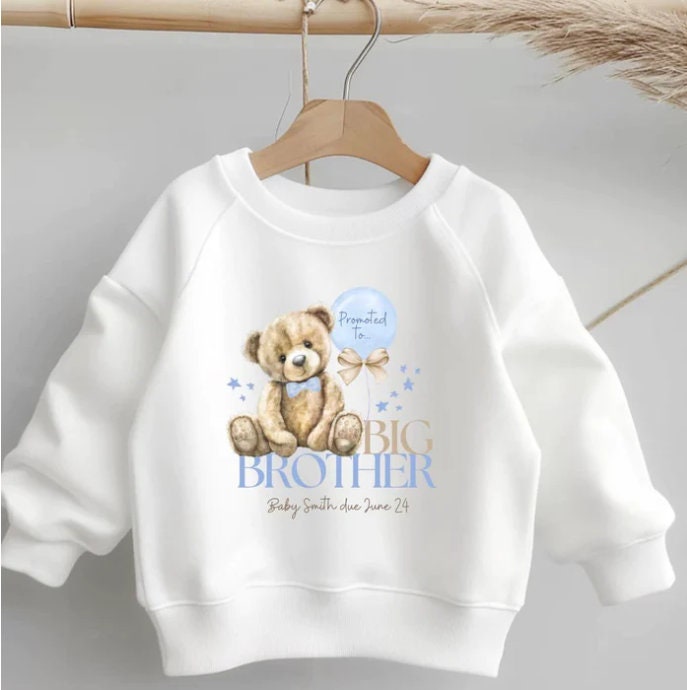 Personalised Promoted to Big Brother teddy bear sweatshirt