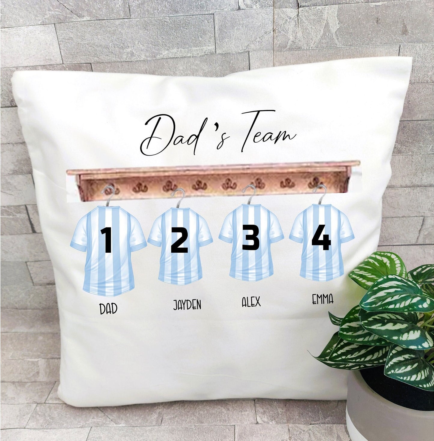 Personalised Dad's Team football cushion