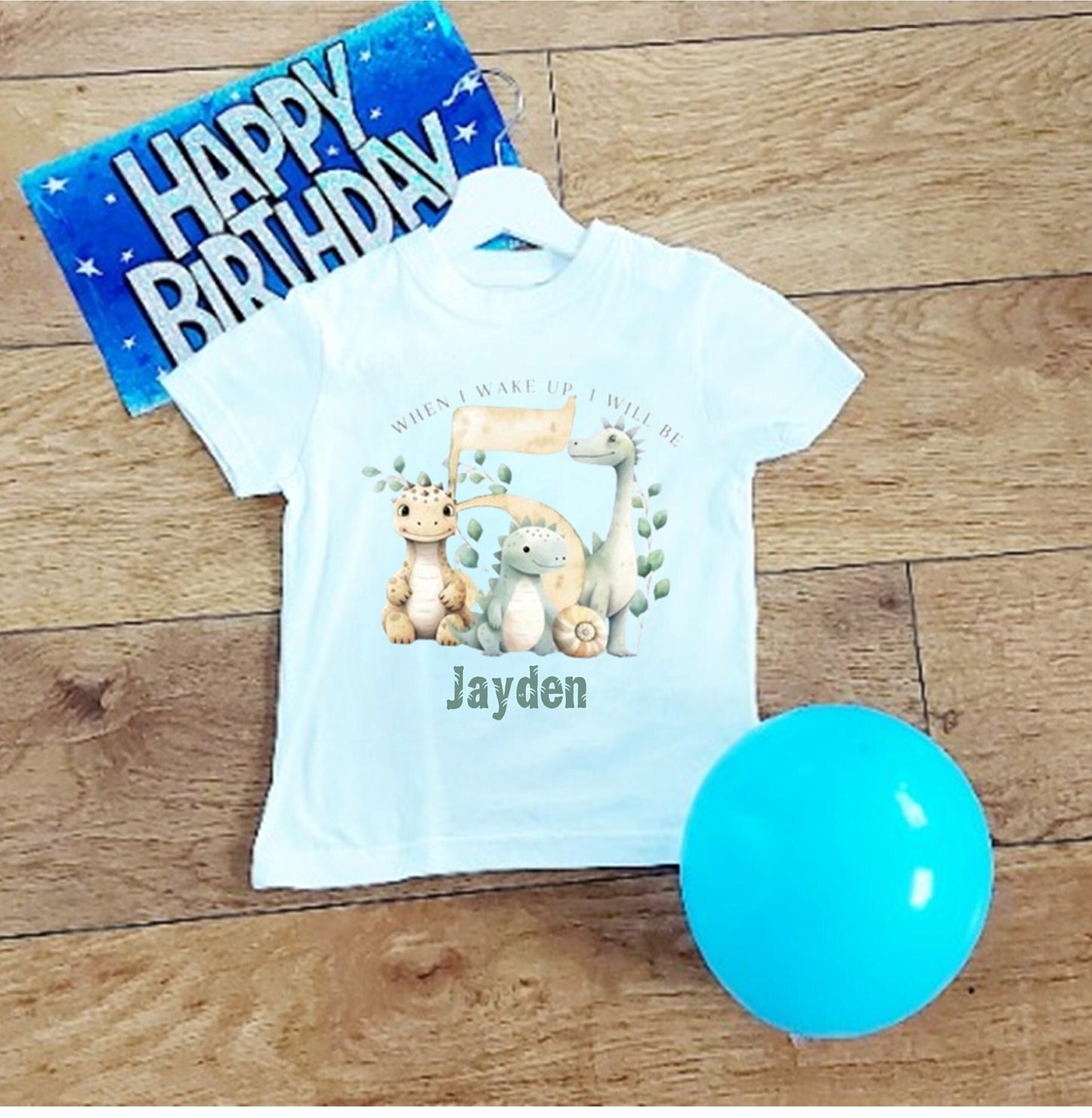 personalised Dinosaur Birthday Shirt: Boys Cotton Tee