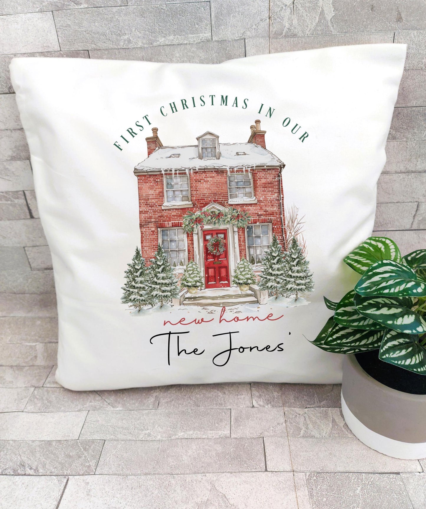 First Christmas in our New home cushion gift