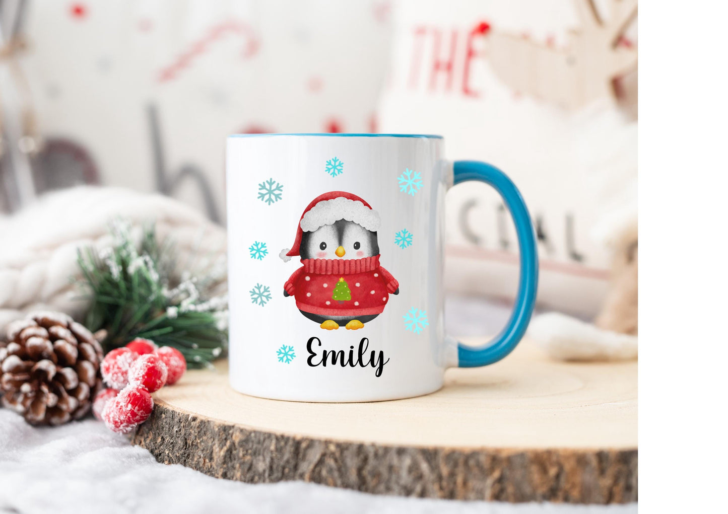 Personalised Christmas Penguin Mug