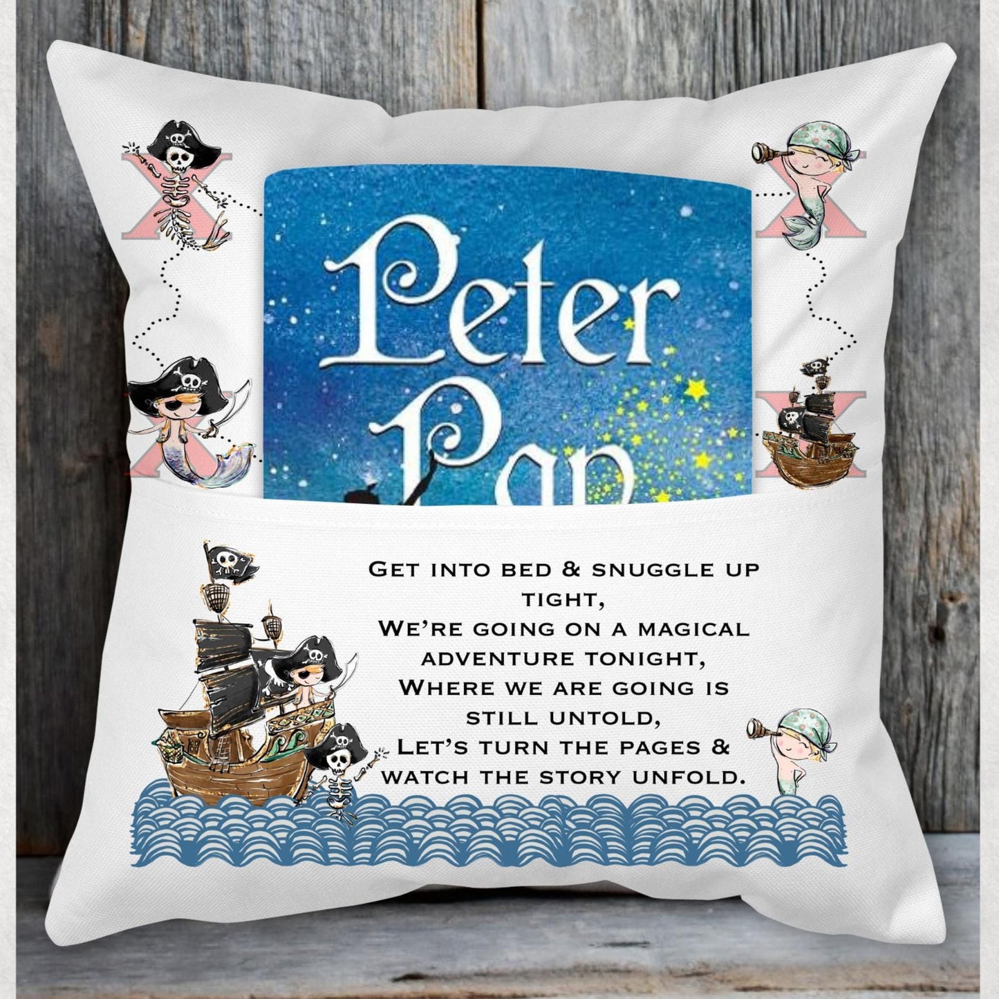 Personalised boys' Pirate reading cushion