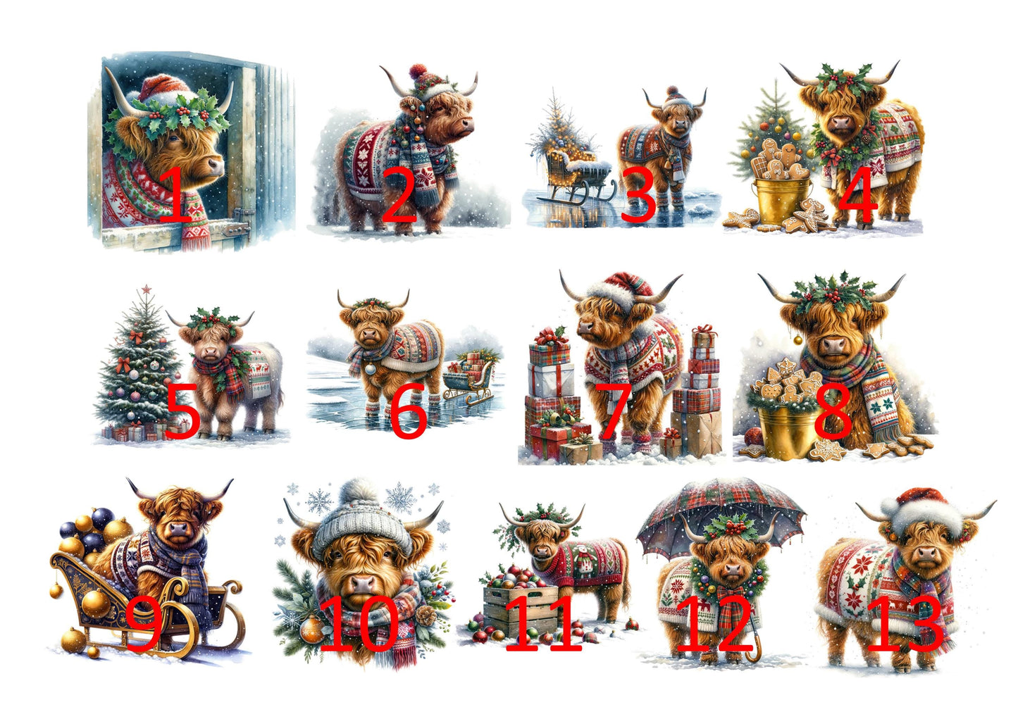 Personalised Christmas highland cow/coo cushion