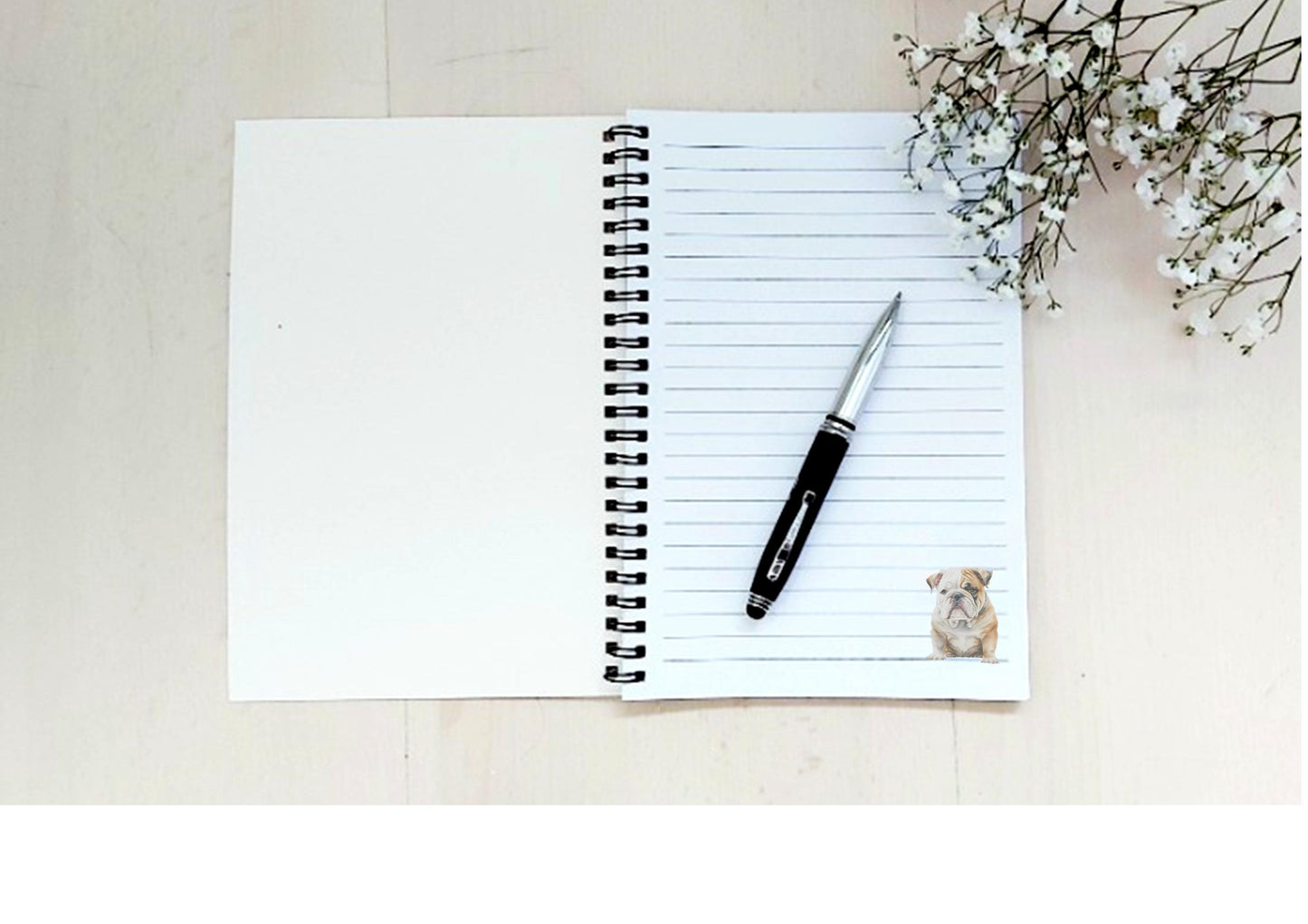 personalised Bulldog Notebook: Watercolor Design, A5 Gift