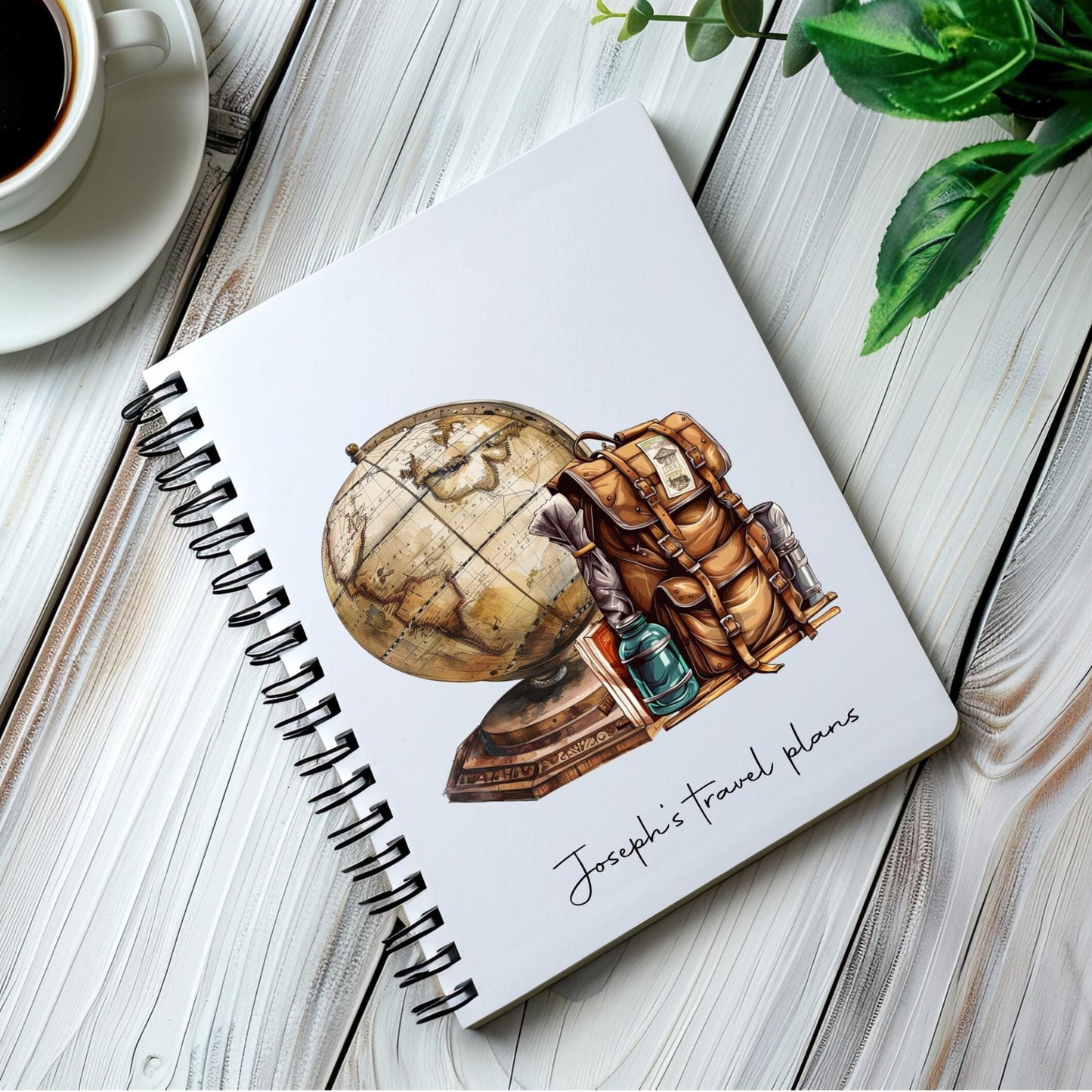 Personalised A5 Vintage traveller theme notebook