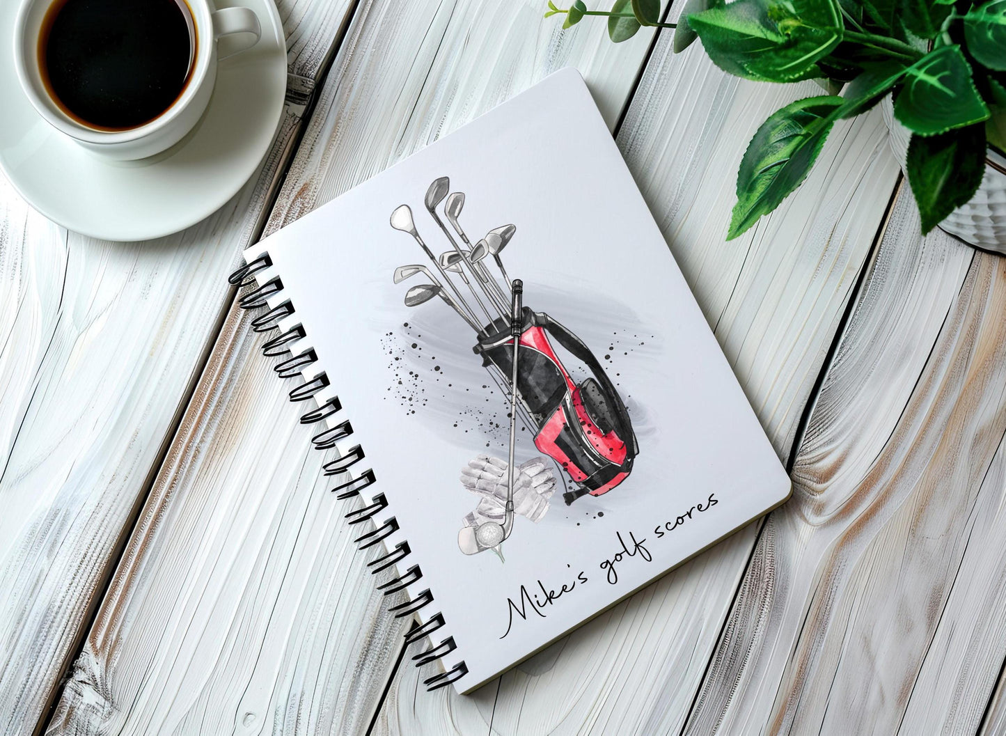 Personalised A5 golf theme lined notebook