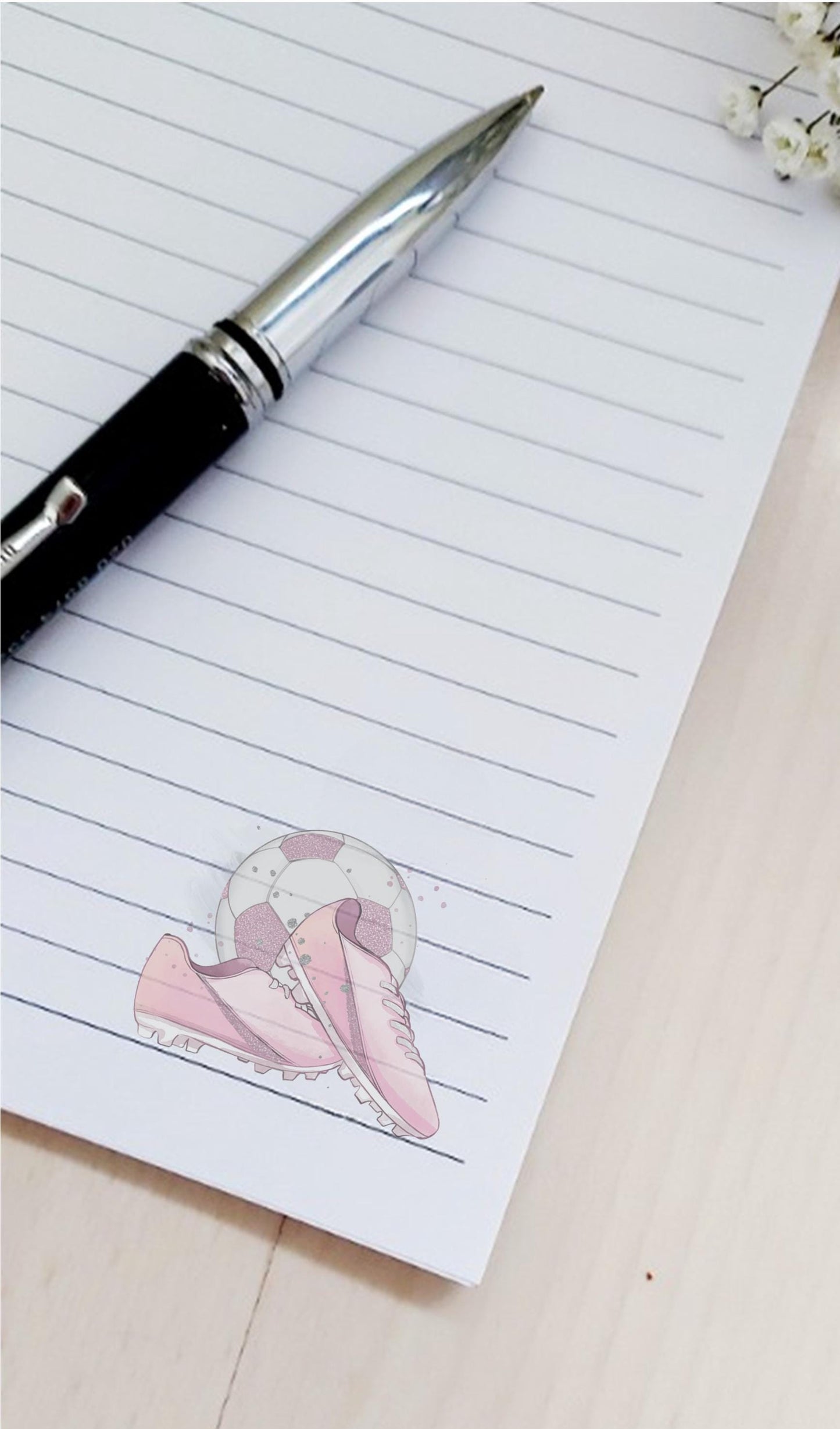 Personalised A5 pink football notebook