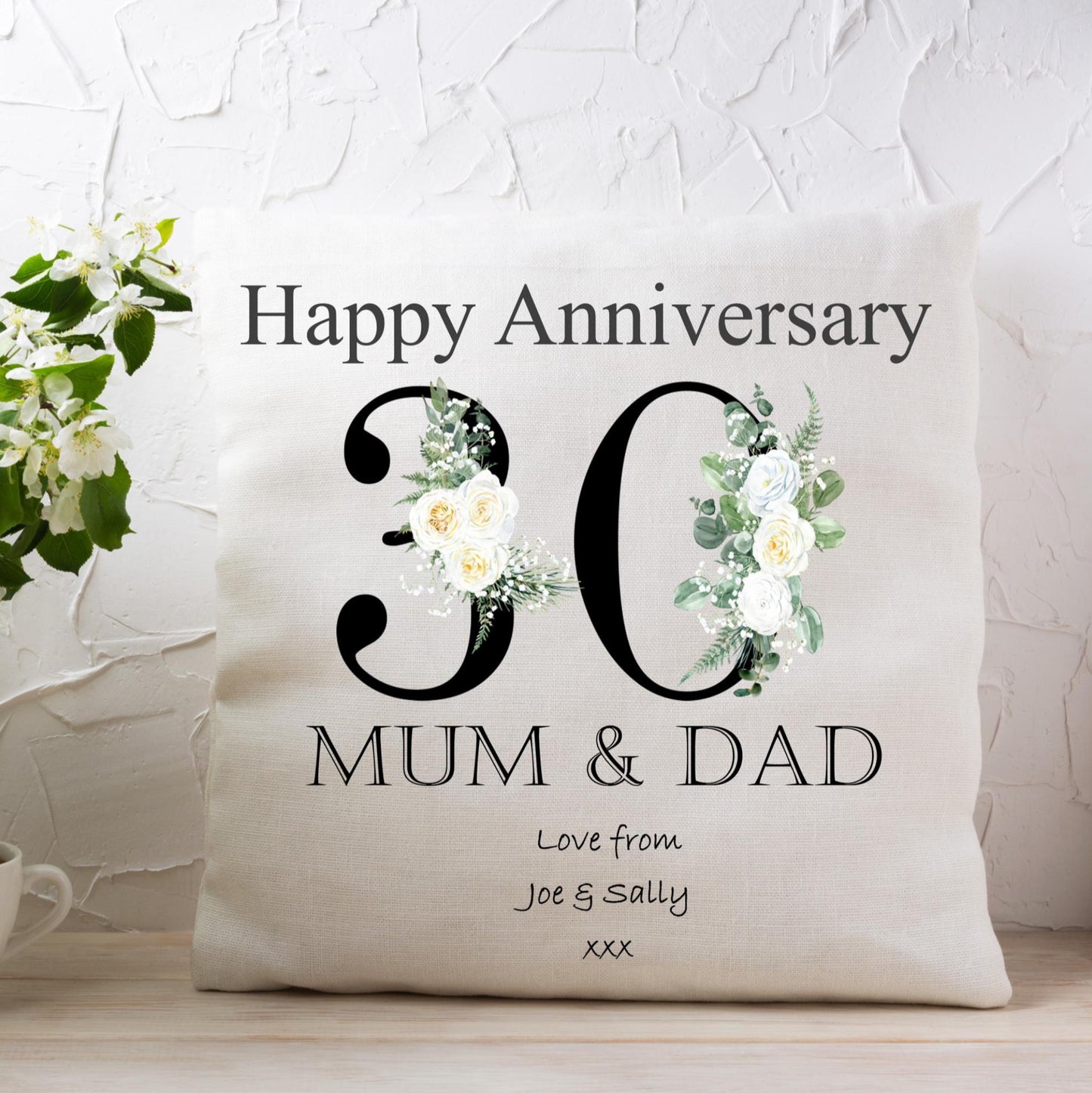 Personalised 30th wedding anniversary cushion