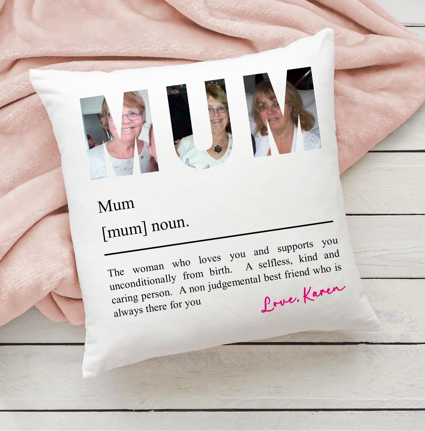Personalised photo Mum definitions cushion