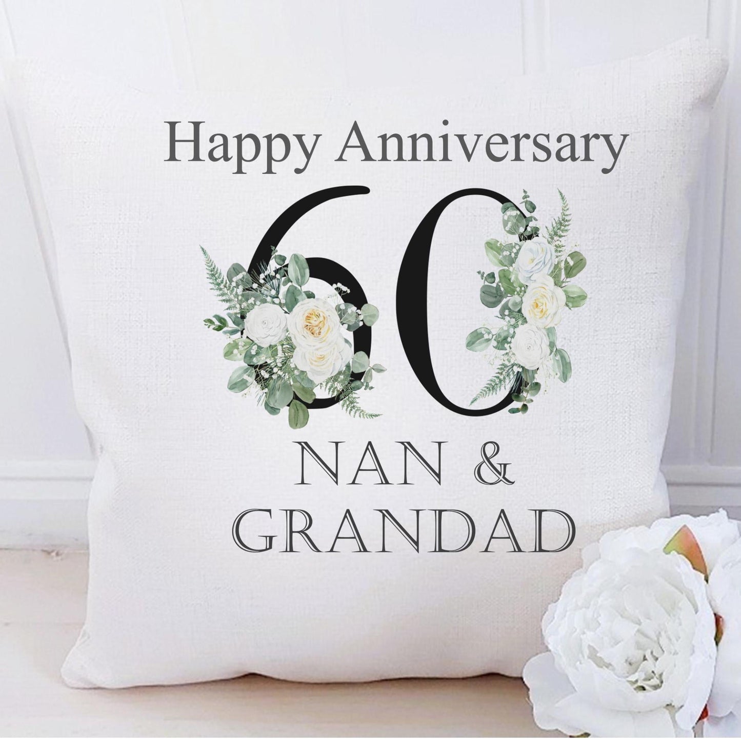 60th Diamond wedding anniversary cushion